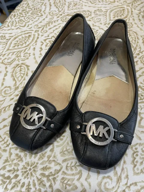 Women’s Michael Kors Flats Black Shoes Size 9.5 Leather Slip On