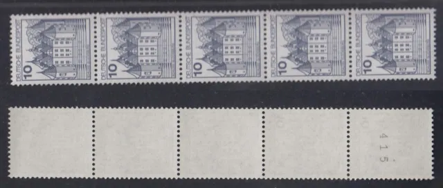 Bund 913 II Letterset RM 5er Streifen ungerade Nr. Burgen + Schlösser 10 Pf **