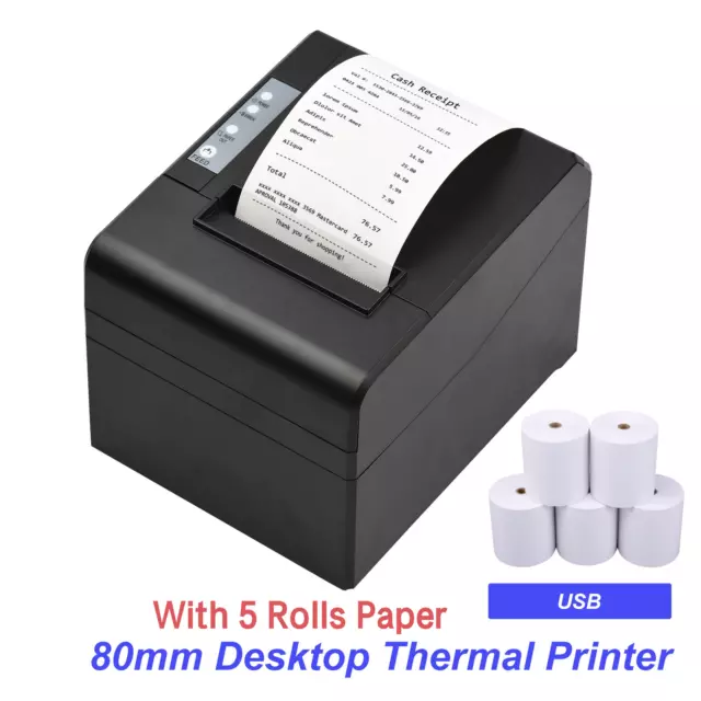 80mm Commercial Thermal Receipt Printer Auto ESC/POS Print USB+LAN Connection OZ