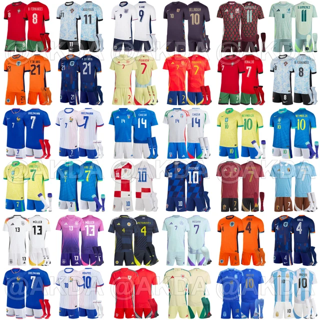 2025 KIDS NATIONAL Teams Foot Kits Boys Ball Sports Strip Shirt Shorts