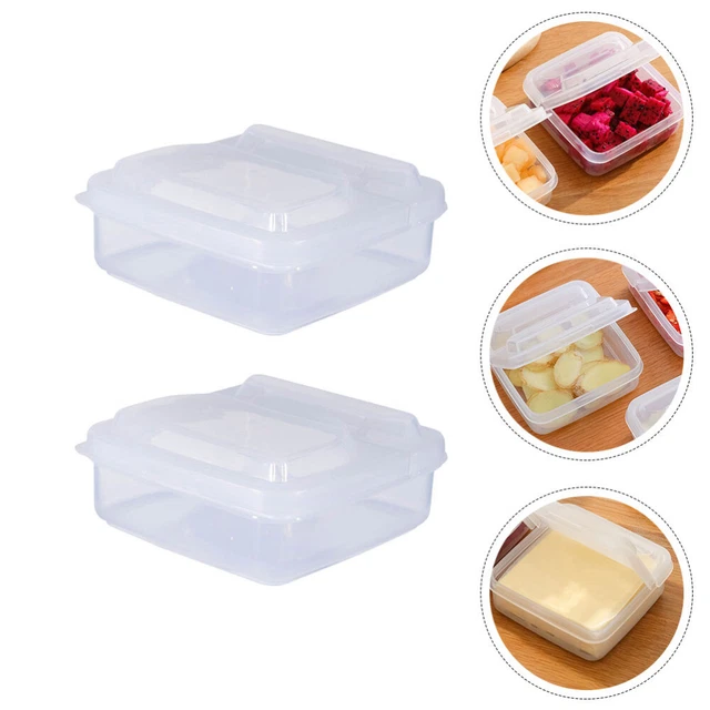 2 Pcs Fridge Food Tray Cheese Storage Flatware Storage Case Crisper