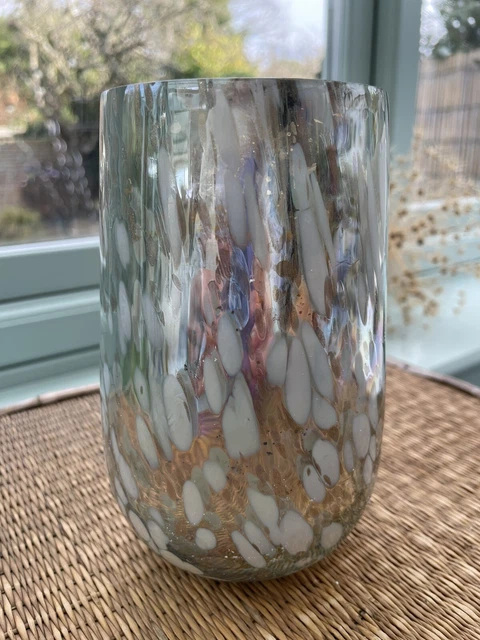 Vela de vidrio confeti dorada Cassia blanca mediana ANTROPOLOGIE nueva con etiquetas precio de venta sugerido por el fabricante £42