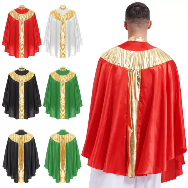 Herren Kostüm Stage Kardinal Stand Collar Papst Metallisch Papal Poncho Club