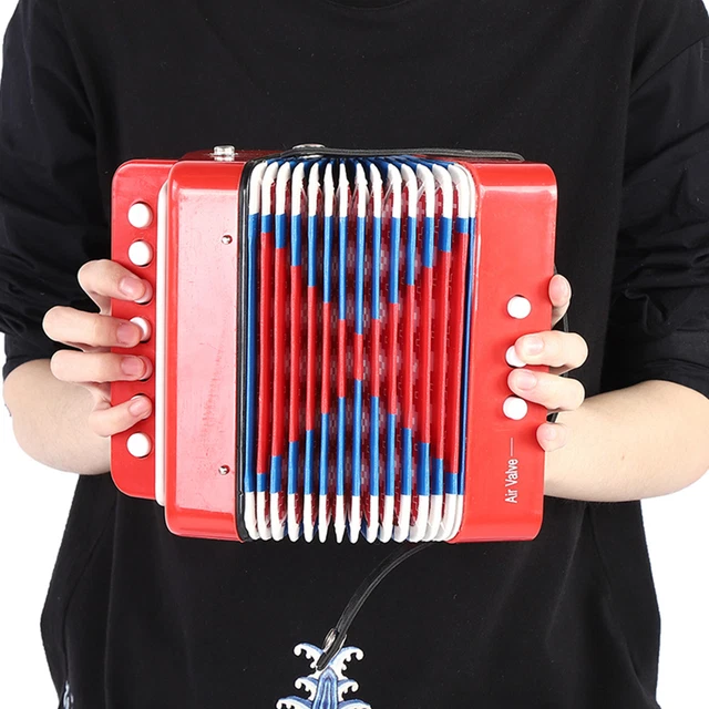 (Red)Children 7‑Key 2 Bass Mini Small Accordion Educational Musical ADS
