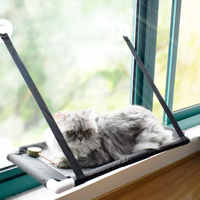 Cat Hammock Kitty Cot Window Bed Perch Shelf Wall Mounted House Nest Seat Black