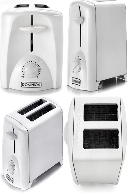 Dominion 2-Slice Toaster with Shade Control, Slide-Out Crumb Tray, White