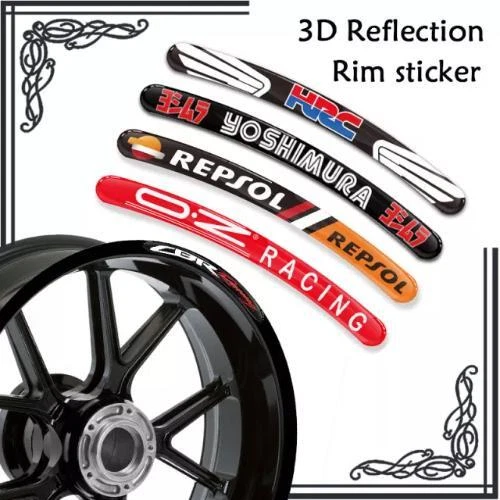 3D Gel Wheel Sticker Rim Decal For HRC CBR Repsol Benelli GSXR Aprilia Ducati
