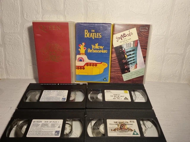 Queen & The Beatles VHS Yellow Submarine Vintage Music Bundle Genesis