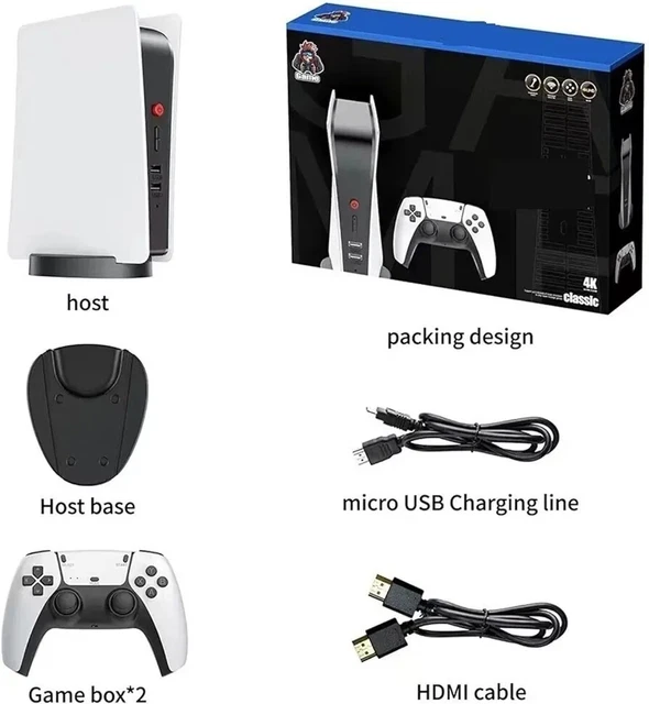 BRAND NEW 4K Video Game Console 20000 Bulit-in 2.4G Wireless Gamepad
