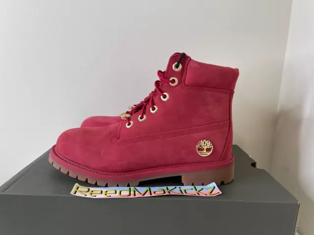 Timberland 6 inch Premium Boots Dark Red Gold Nubuck GS Kids Youth TB0A42RR F41