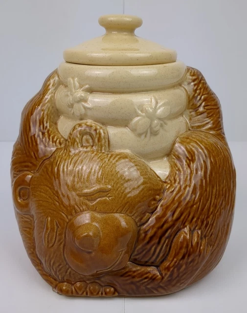 VINTAGE MCCOY HONEY Bear Cookie Jar Sleeping Bear Honey Pot Bees 143