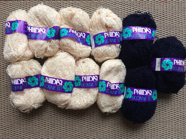 Laine Phildar Licorne - Lot De 10 Pelotes En Coton Noir - Pour Tricot Et Crochet