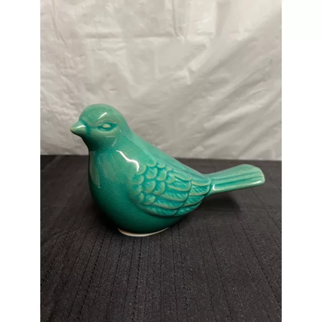 Blue Green Bird  Ceramic Figurine