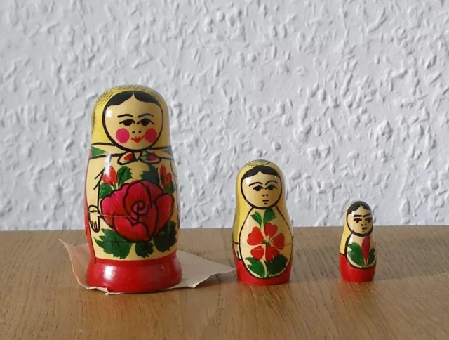 Russische Matroschka mit Fabrik-Zertifikat, Matrjoschka! 3 Puppen! 1992! RARITÄT
