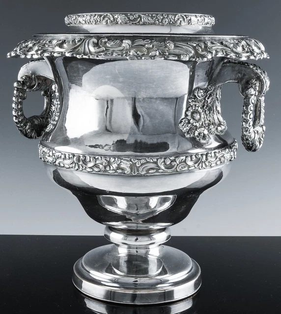FINE LARGEc1820 GEORGIAN SILVER OLD SHEFFIELD PLATE CHAMPAGNE BUCKET WINE COOLER
