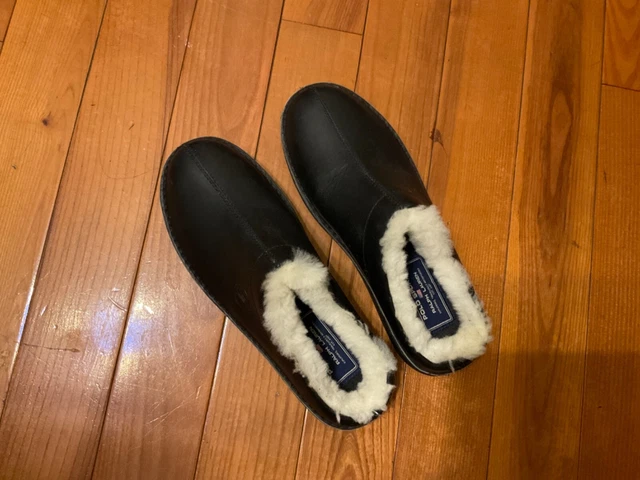 Ralph Lauren Polo sport Black Leather crocs with faux fur lining size 8.5