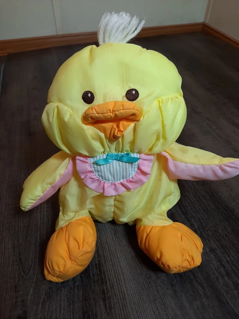 Vintage Fisher Price Puffalump Stuffed Yellow Duck 1992 Bib Chick FP