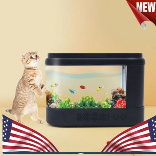 Mini Fish Tank Silent Water Cycle Aquarium Ecological Grass Tank Landscape