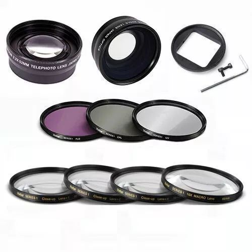 Fisheye Lens + Telephoto Lens + Filter Kit + Macro Kit For Gopro Hero 12 Black