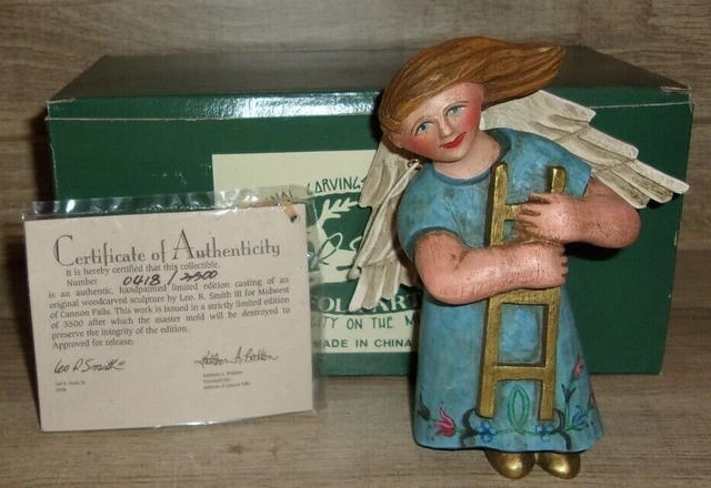 LEO SMITH FOLK ART Angel w/Ladder Original Box with COA - 418/3500 MINT