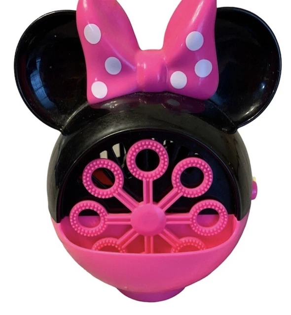 DISNEY JUNIOR MINNIE Mouse Mini Bubble Machine Bubble Blower With