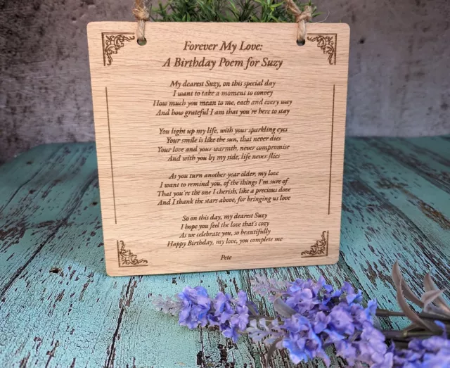 Professional Poem Writing, Personalised Wooden Poem Sign - Custom Poem Gift