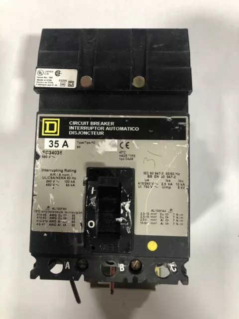 Square D FC34035 35 Amp 480V 3P I-Line Circuit Breaker