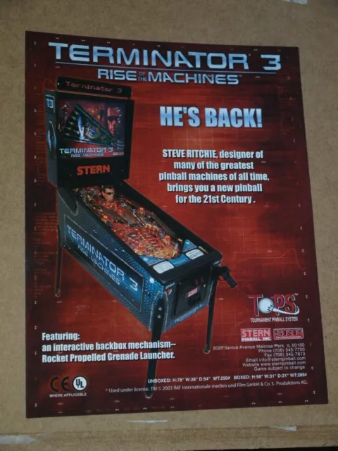 Pinball machine FLYER - Stern - Terminator 3 (combined post - Use BASKET)