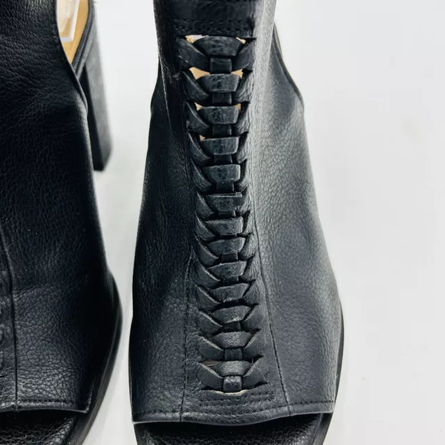 GAP Open Toe Black Pebbled Braided Leather Block Heel Sandals Sz 8 3