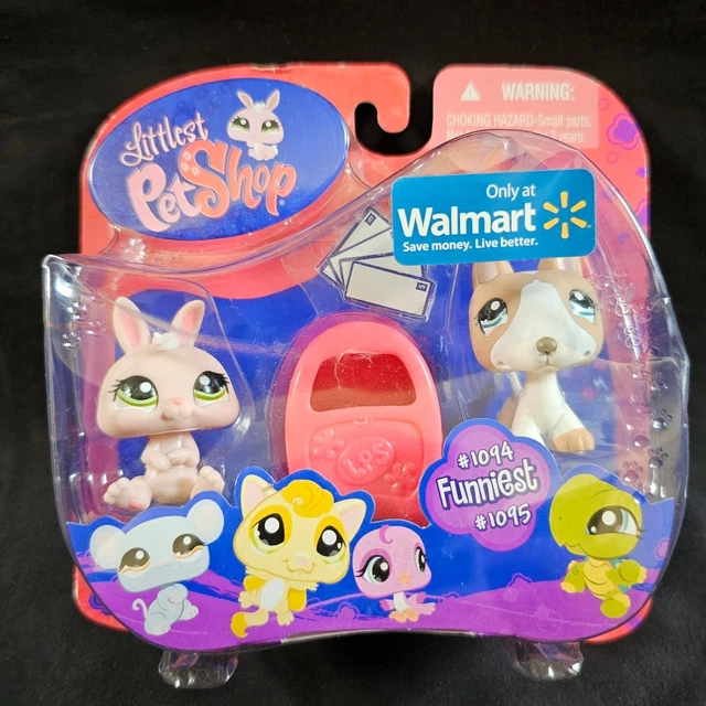 AUTHENTIC LITTLEST PET Shop 1094 Dwarf Bunny Pink 1095 Bull Terrier