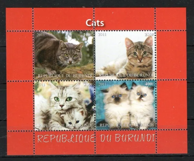 Burundi 2011 Cats Chats Gatos Pets Domestic Animals Fauna Blocs Stamps Perf Mnh