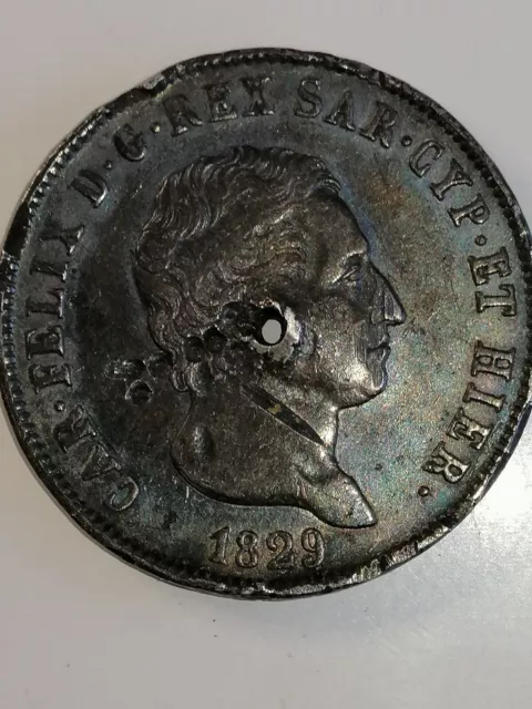 Italie 5 lire 1829 P Argent Charles Felix Royaume de Sardaigne pièce de monnaie