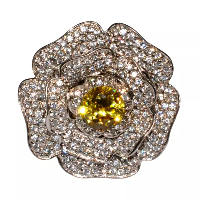 Giant Charles Winston CWE Sterling Silver Peridot/ CZ Flower Ring! Size 6! (R78)