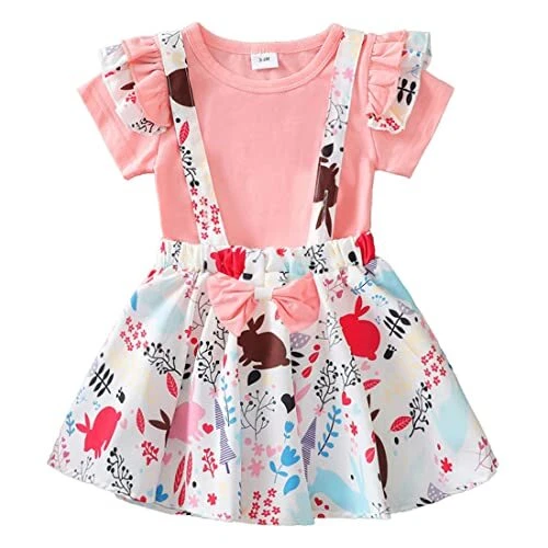 Infant Toddler Girl Easter Day Outfit Ruffles Sleeve 18-24 Months Pink-easter