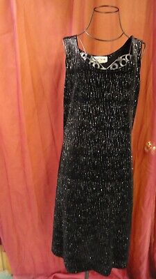 Sleeveless Black Velvet with Metallic Thread Dress with Jacket size 10