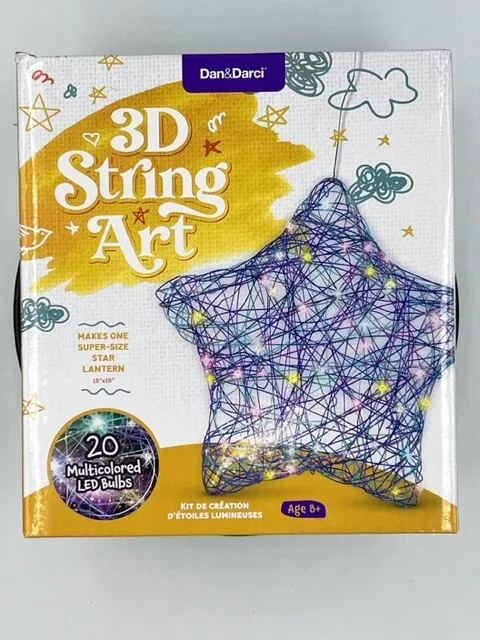 3D String Art Kit for Kids - Makes a Light-Up Star Lantern with 20 Multi-Colored