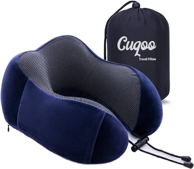 CUQOO Memory Foam Neck Travel Pillow with Travel Bag – Lightweight Neck Pillo
