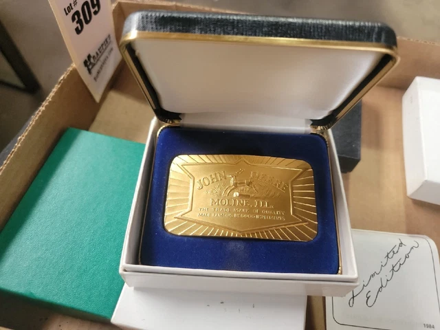 John Deere 1984 Limited Edition Gold 24k Plated Belt Buckle 5214 of 6000 MIB