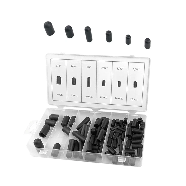 80pcs Rubber Carburetor Vacuum Line Hose Boot Cap Assortment Set 5/32"- 3/8"
