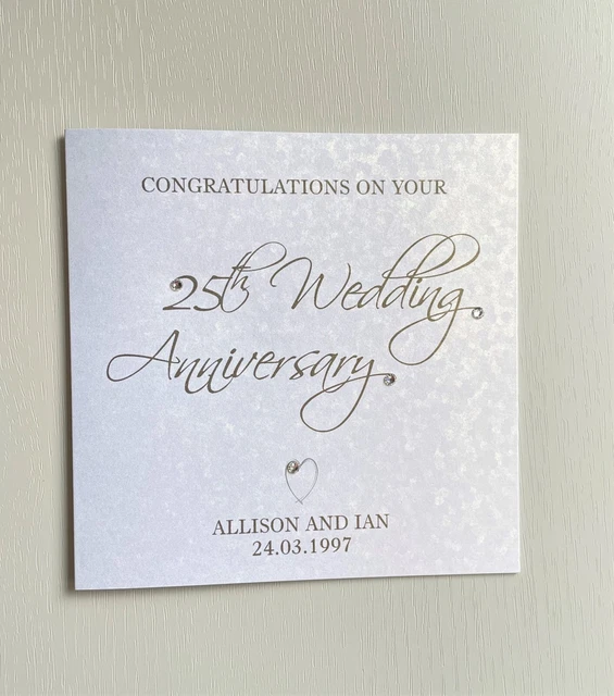 SILVER WEDDING ANNIVERSARY Card Personalised Handmade 25th Anniversary ...