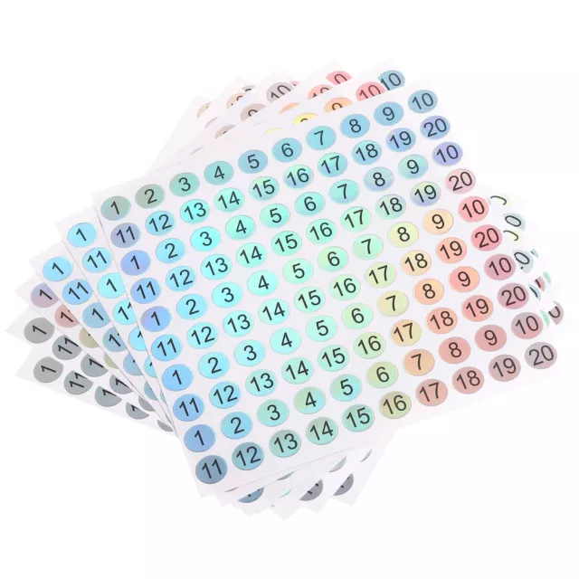15 Sheets Small Number Stickers Round Number Sticker 1-100 Number