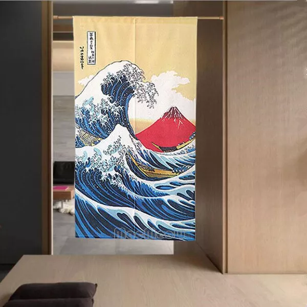 Japanese NOREN Door Curtain Room Doorway Drapes Divider Tapestry Fuji Great Wave