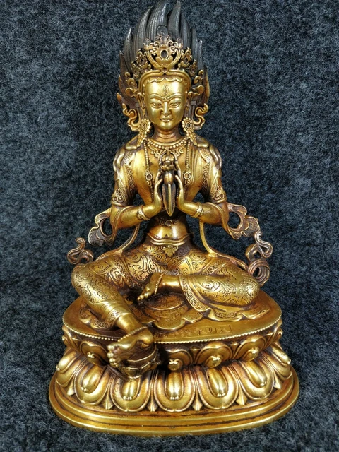 Chinese Exquisite Handmade Buddha Bronze Gilt Statue