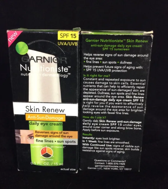 2 Garnier Nutritioniste Skin Renew Anti - Sun Damage Eye Cream - 0.5 oz
