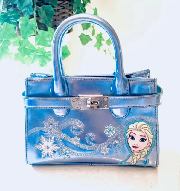 Last One! Disney Frozen Elsa Anna Metallic Blue Hermes Style Purse Brand New