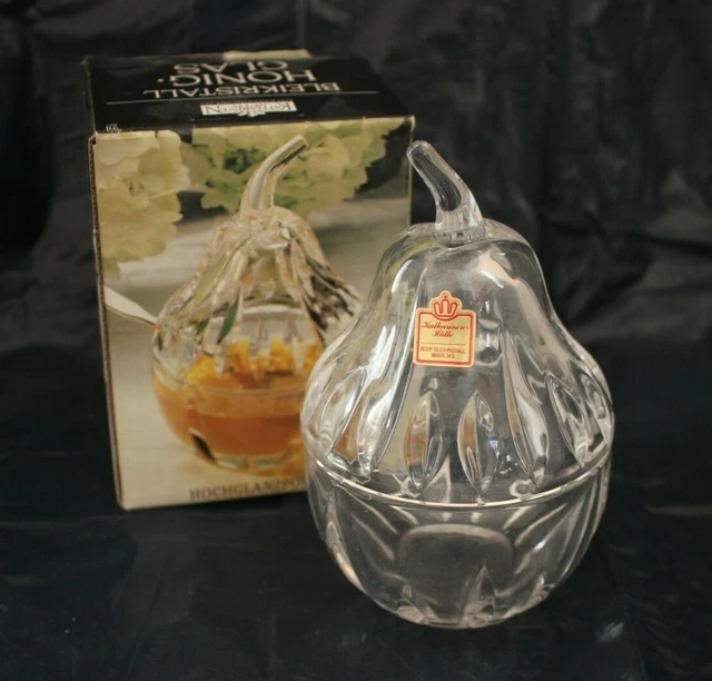 BIRNE DOSE 15CM Katharinen Hütte Bleikristall Honig Konfitüre Glas alt ...