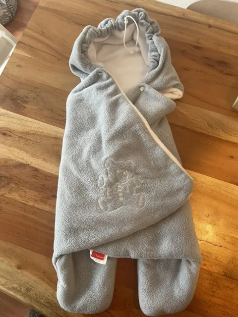 Einschlag Decke für Babyschale ByBoom grau mit Bär - neu!