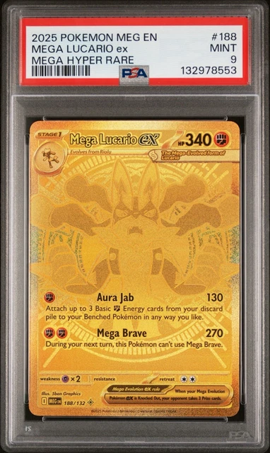 2025 POKEMON MEG En-Mega Evolution Mega Hyper Rare #188 Mega Lucario Ex ...