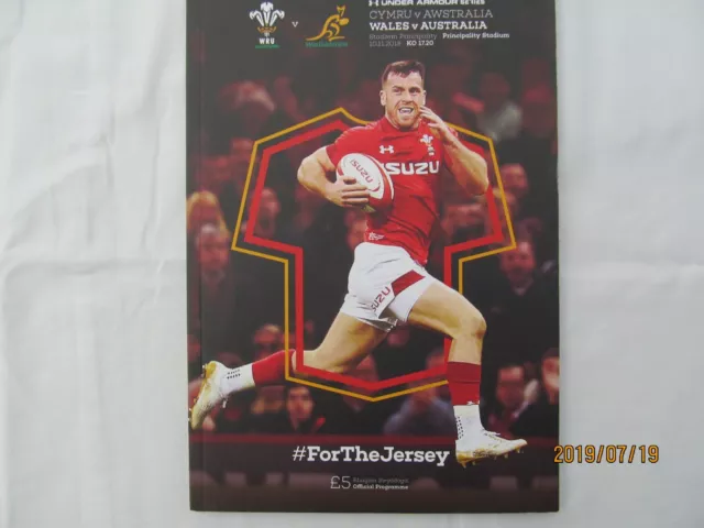 Wales v Australia. Rugby Union. Programme + Event Tickets. November 2018.