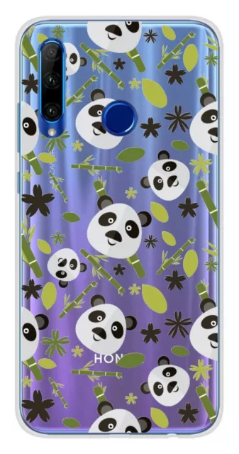 Coque en silicone imprimée compatible Huawei Honor 20 Lite Pandas et Bambou